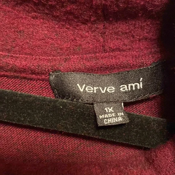 NWOT Verve Ami Maroon/Black Sweater…size 1X - Picture 3 of 4